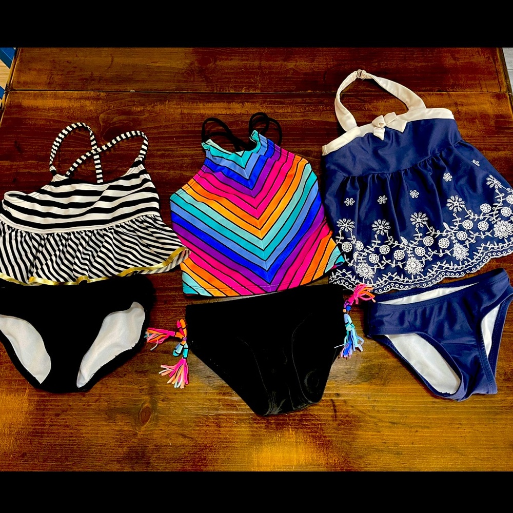 Little Girls 4/5 Swimsuit 6 Piece Lot Swimwear Bikini Tankini Bundle